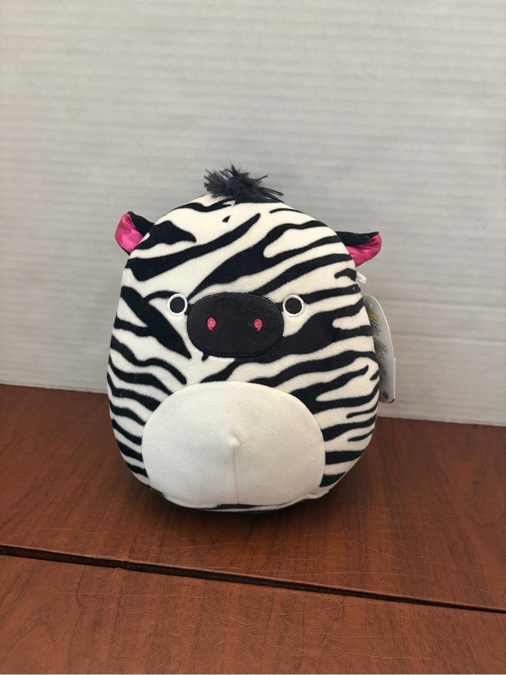 Tracy Zebra-Striped Plush with Pink Accents